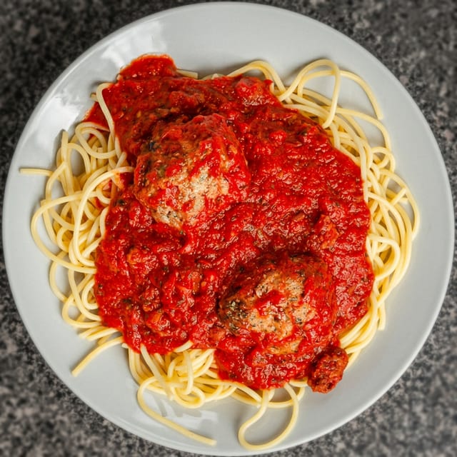 Spaghetti with Meat Sauce dinner.