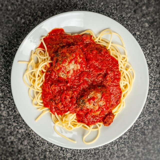 Spaghetti with Meat Sauce Dinner.